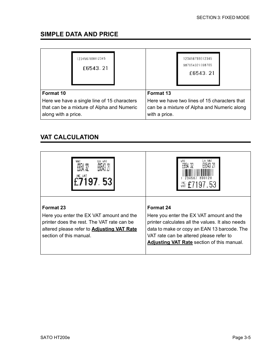 Simple data and price vat calculation | SATO HT200e User Manual | Page 61 / 152