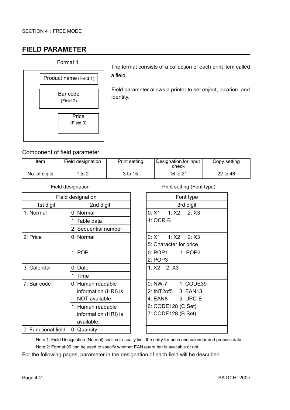 Field parameter | SATO HT200e User Manual | Page 65 / 152