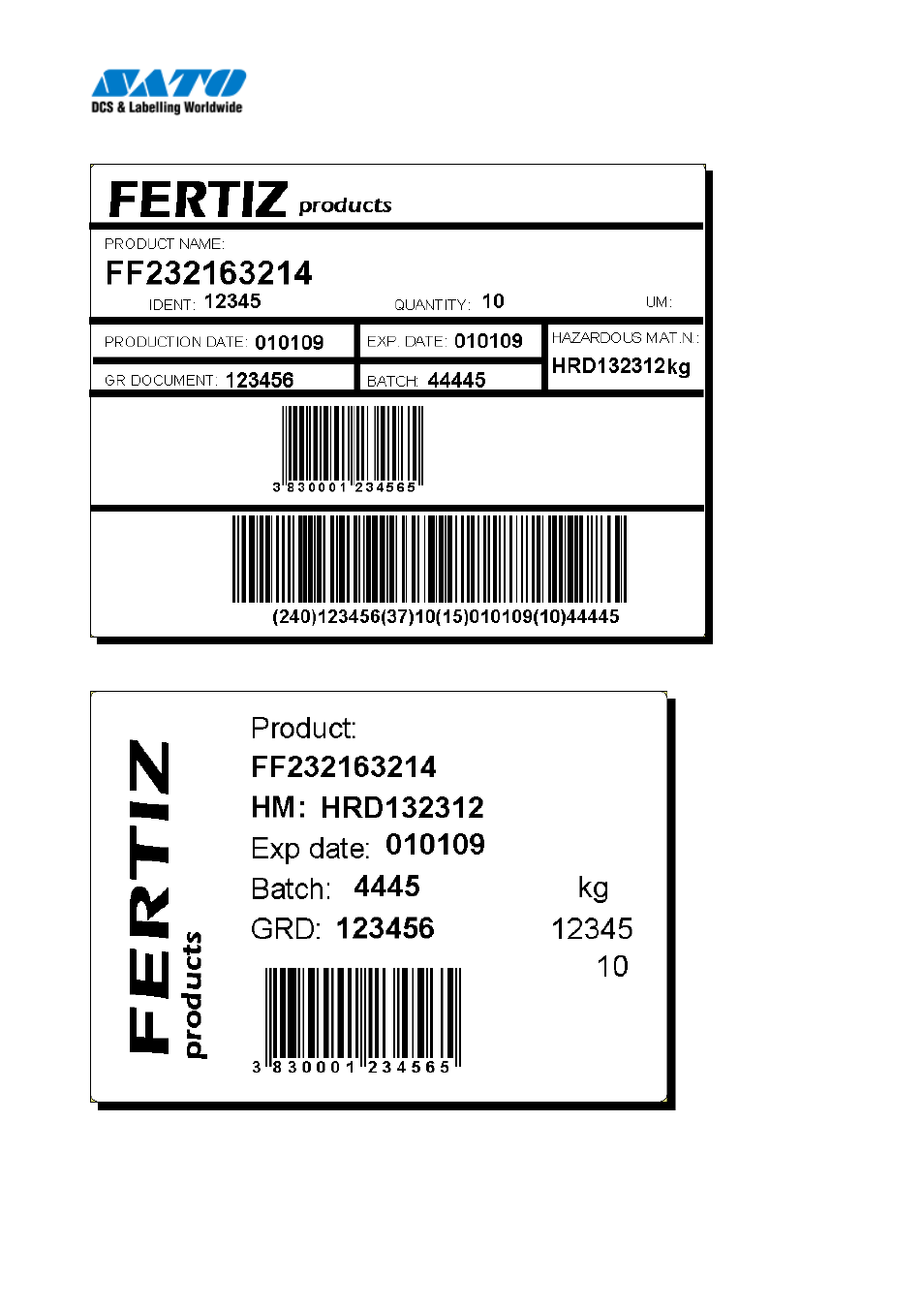 Label samples | SATO CG 408 User Manual | Page 11 / 39