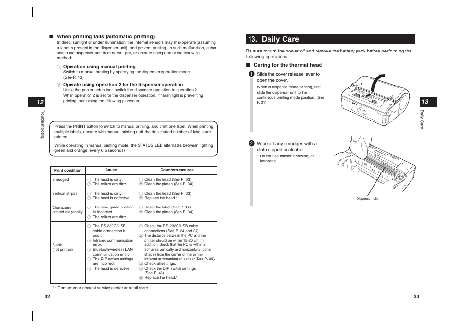 Daily care | SATO MB400I User Manual | Page 17 / 27