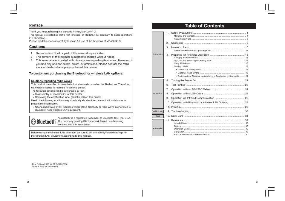 SATO MB400I User Manual | Page 2 / 27