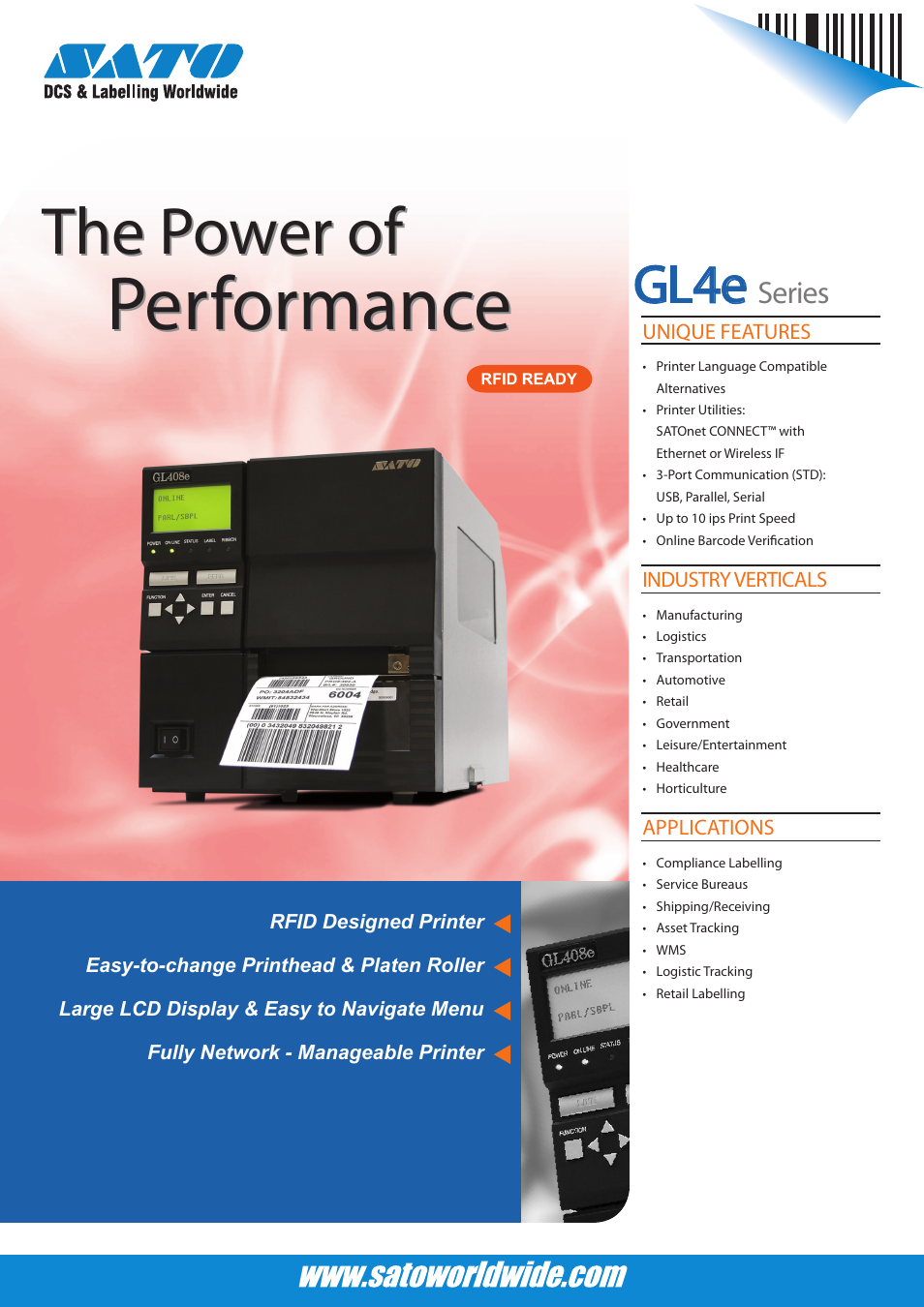 SATO GL408e User Manual | 2 pages