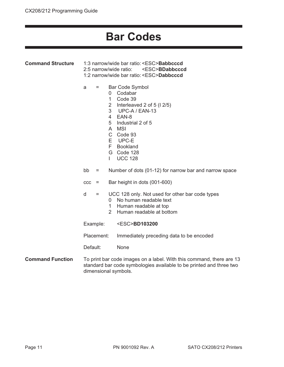 Bar codes | SATO CX208/212 User Manual | Page 15 / 104