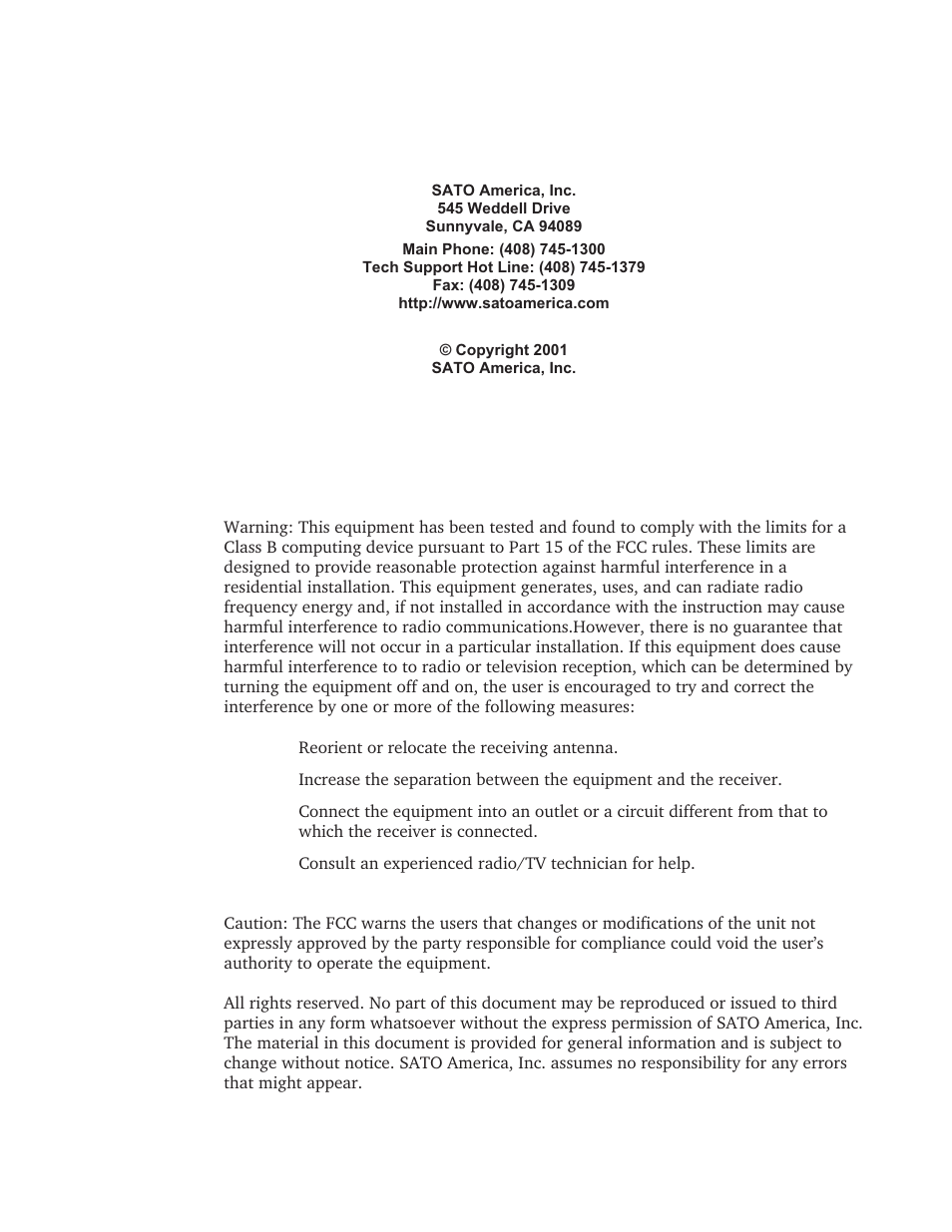 SATO CX208/212 User Manual | Page 2 / 104