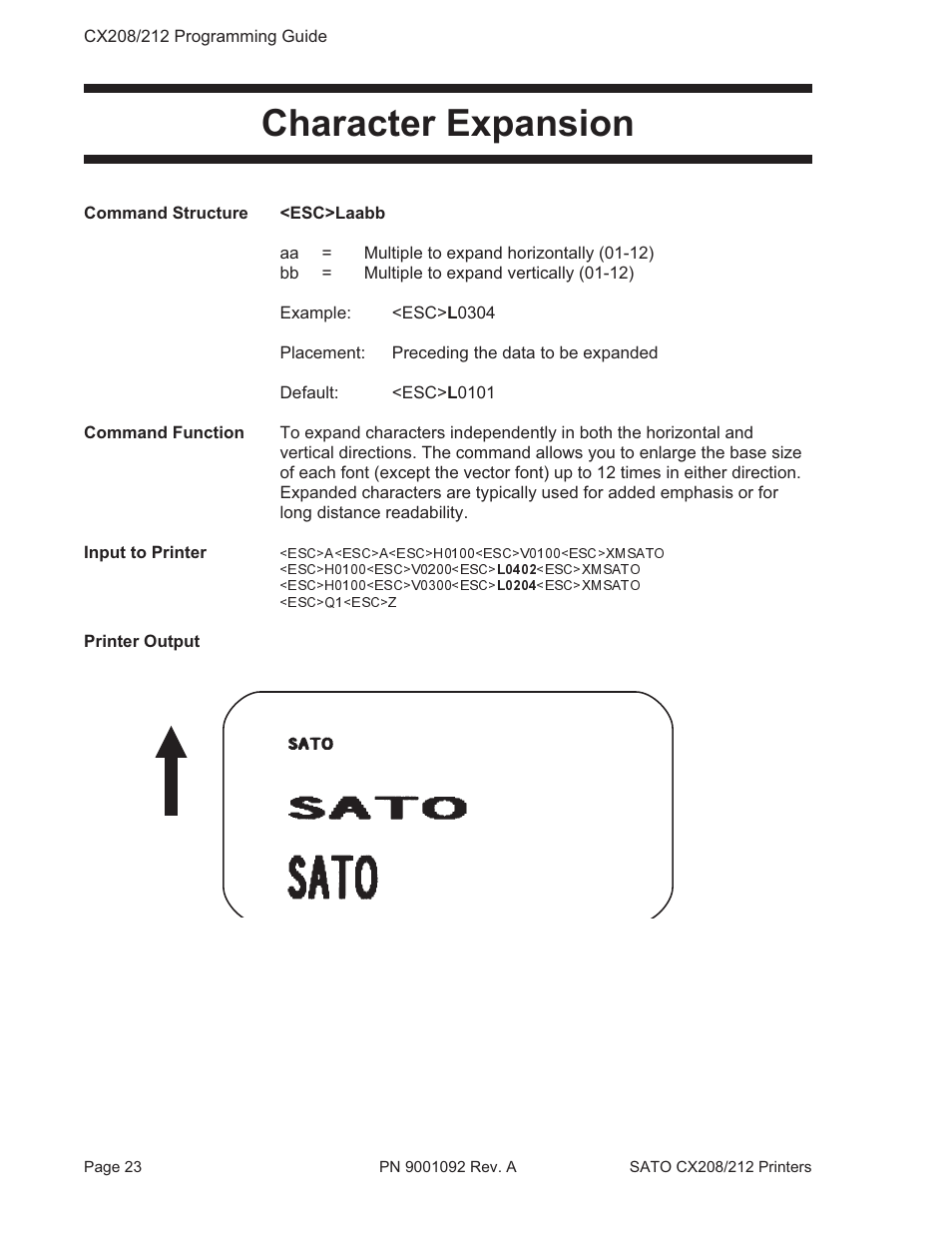 Character expansion | SATO CX208/212 User Manual | Page 27 / 104