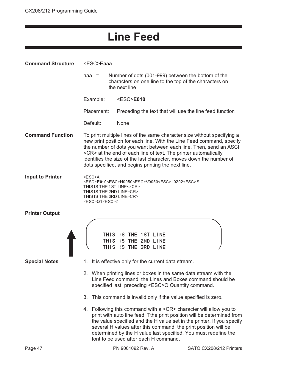 Line feed | SATO CX208/212 User Manual | Page 51 / 104