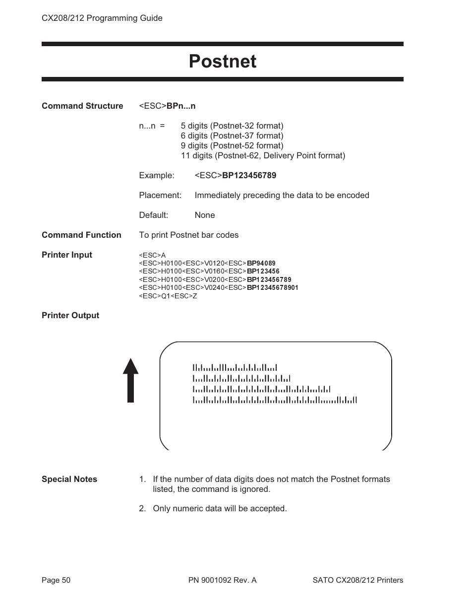 Postnet | SATO CX208/212 User Manual | Page 54 / 104