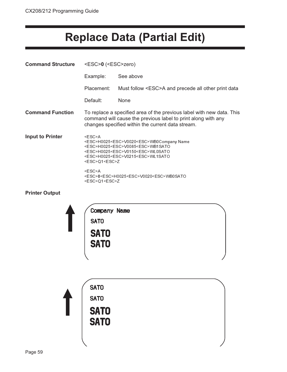 Replace data (partial edit) | SATO CX208/212 User Manual | Page 63 / 104