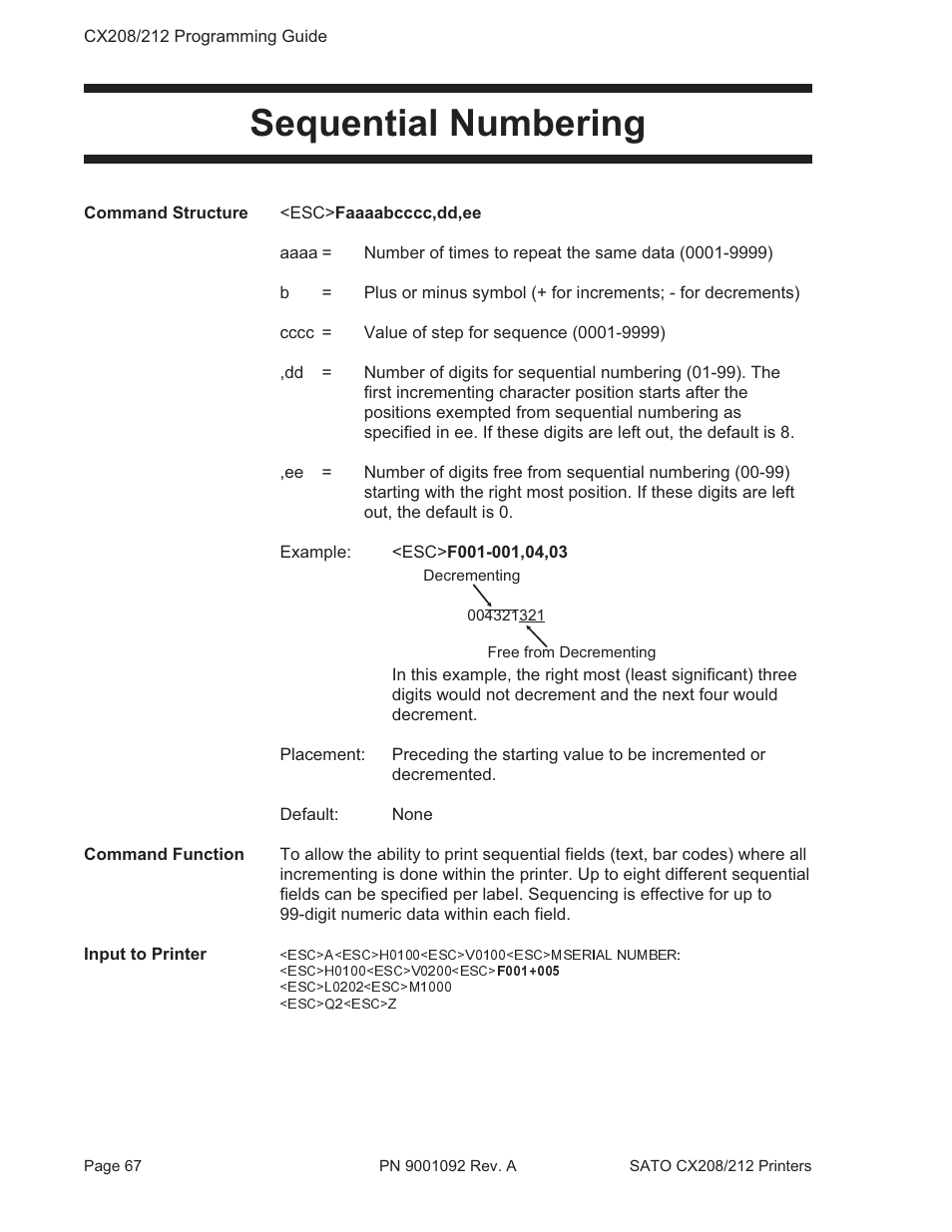 Sequential numbering | SATO CX208/212 User Manual | Page 71 / 104