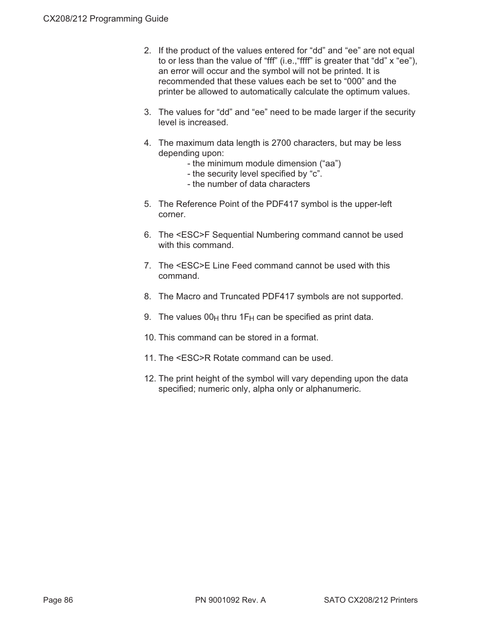 SATO CX208/212 User Manual | Page 90 / 104