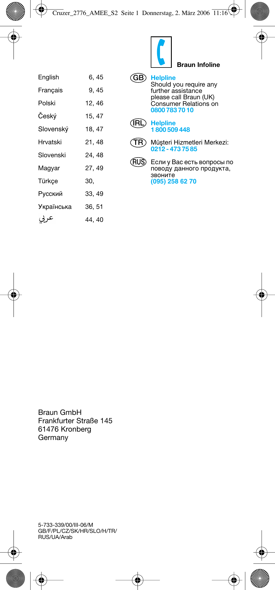 Braun 2776 User Manual | Page 2 / 51