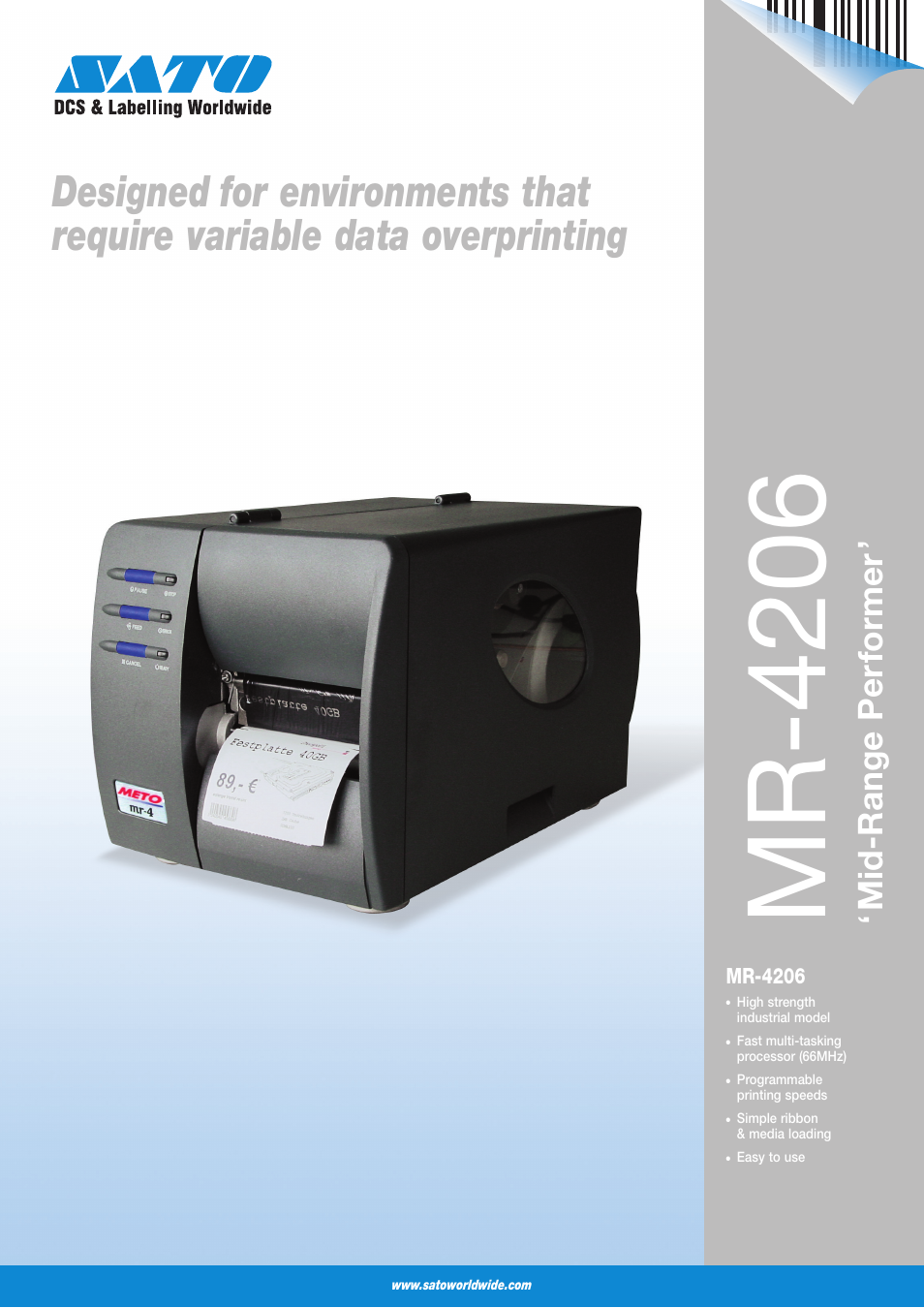 SATO MR-4206 User Manual | 2 pages