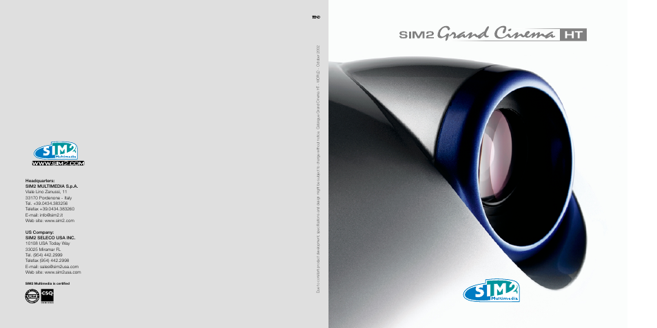 Sim2 Seleco SIM2 Grand Cinema HT User Manual | 8 pages