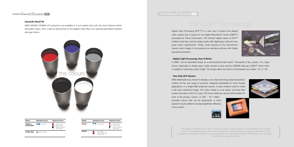 The colours | Sim2 Seleco SIM2 Grand Cinema HT User Manual | Page 7 / 8