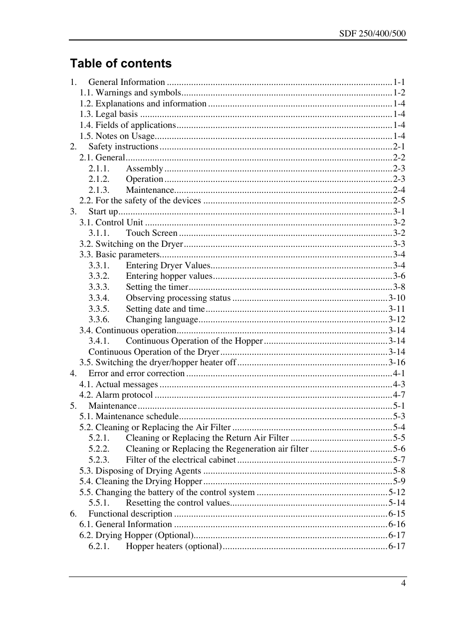 Sterling SDF 250 User Manual | Page 4 / 72