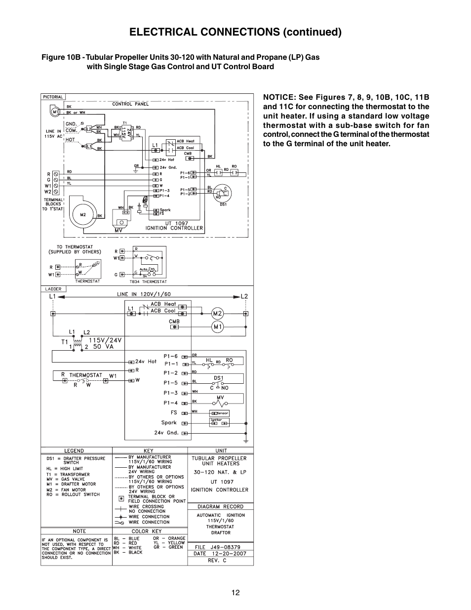 Electrical connections (continued) | Sterling TUBULAR GAS FIRED DIRECT SPARK PROPELLER UNIT HEATERS GG-30 User Manual | Page 12 / 44