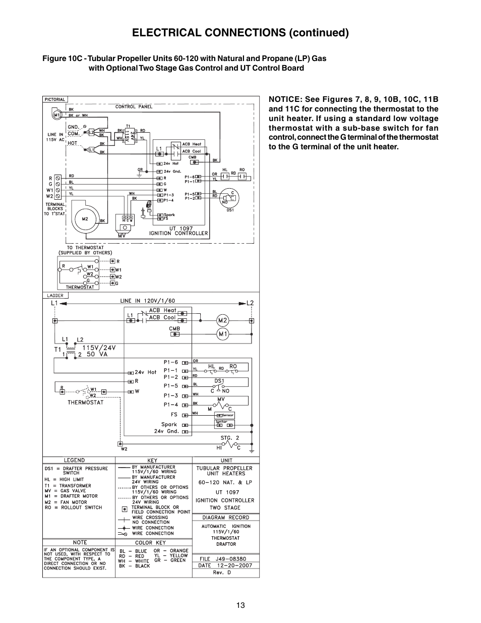Electrical connections (continued) | Sterling TUBULAR GAS FIRED DIRECT SPARK PROPELLER UNIT HEATERS GG-30 User Manual | Page 13 / 44