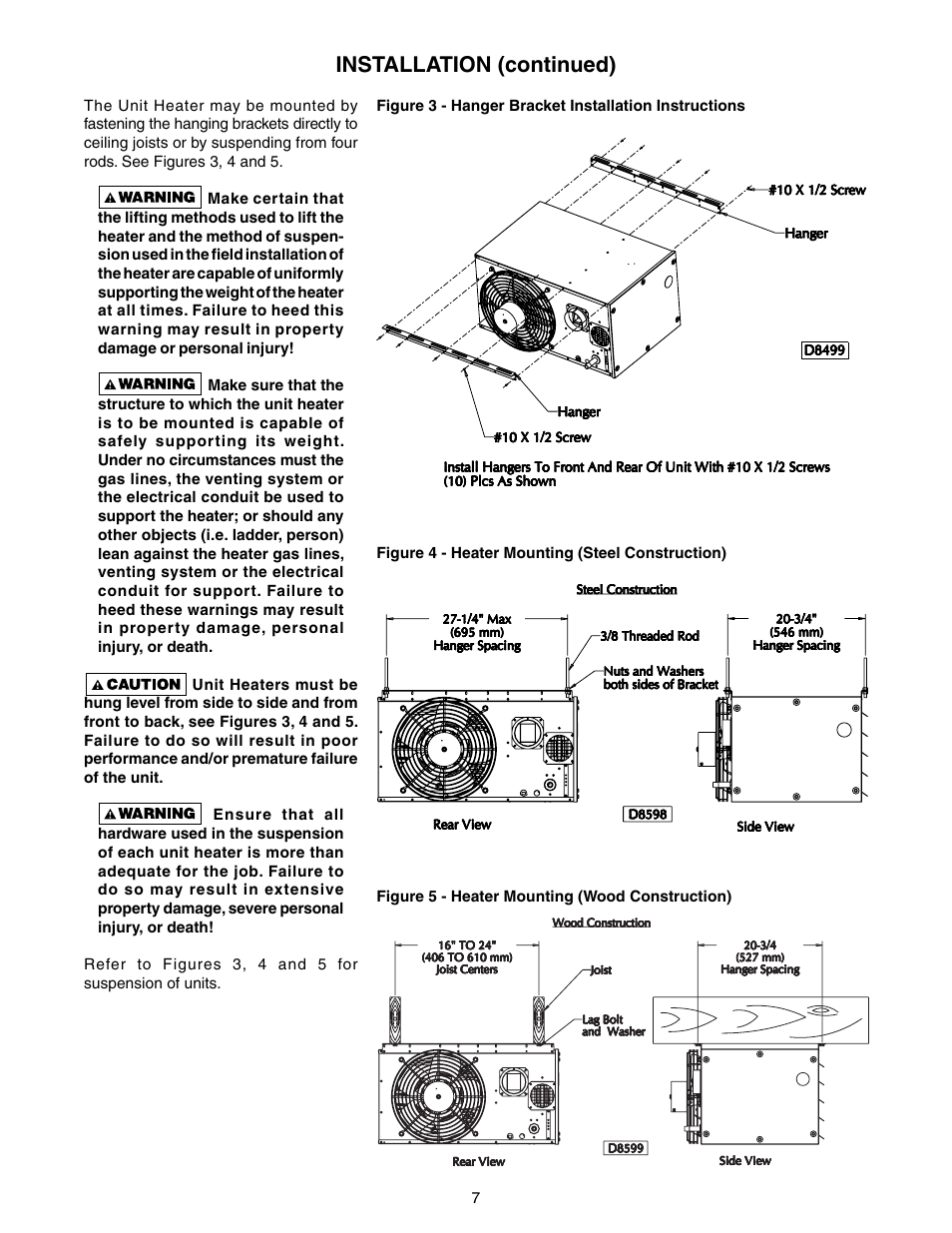 Installation (continued) | Sterling TUBULAR GAS FIRED DIRECT SPARK PROPELLER UNIT HEATERS GG-30 User Manual | Page 7 / 44