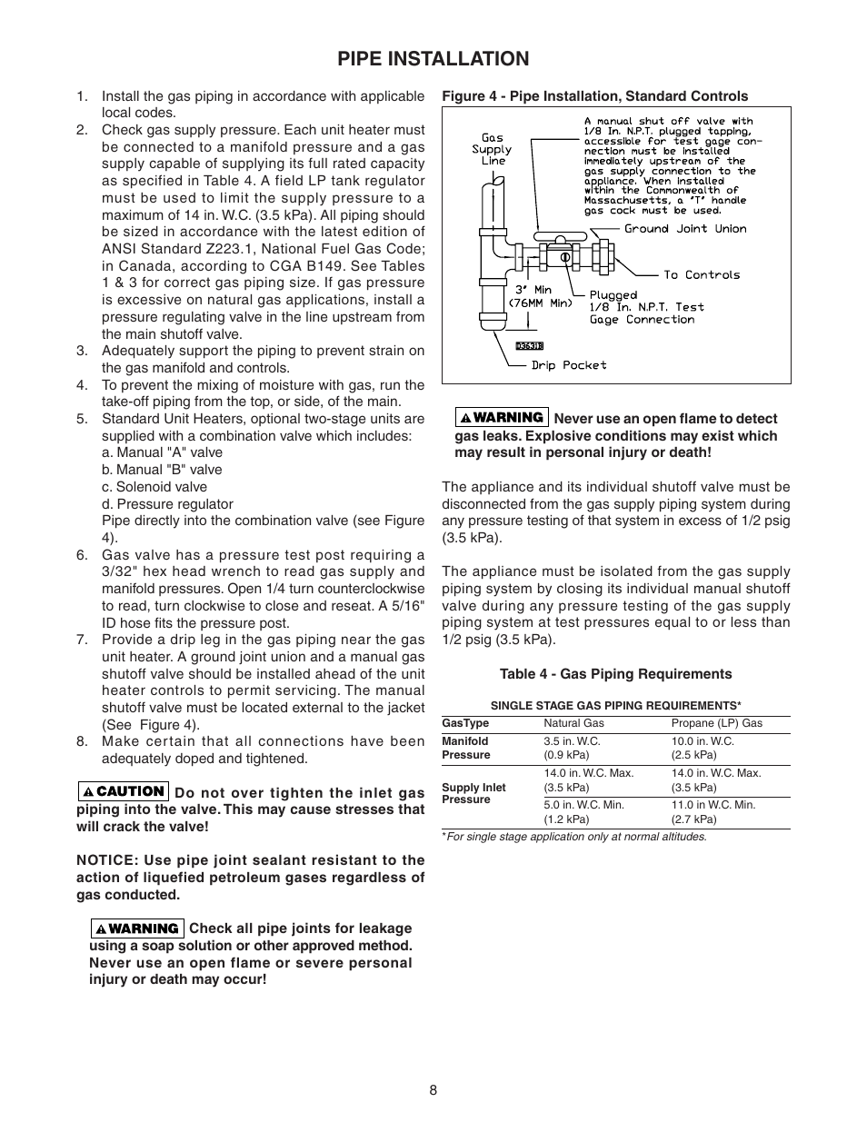 Pipe installation | Sterling TF-300 User Manual | Page 8 / 28