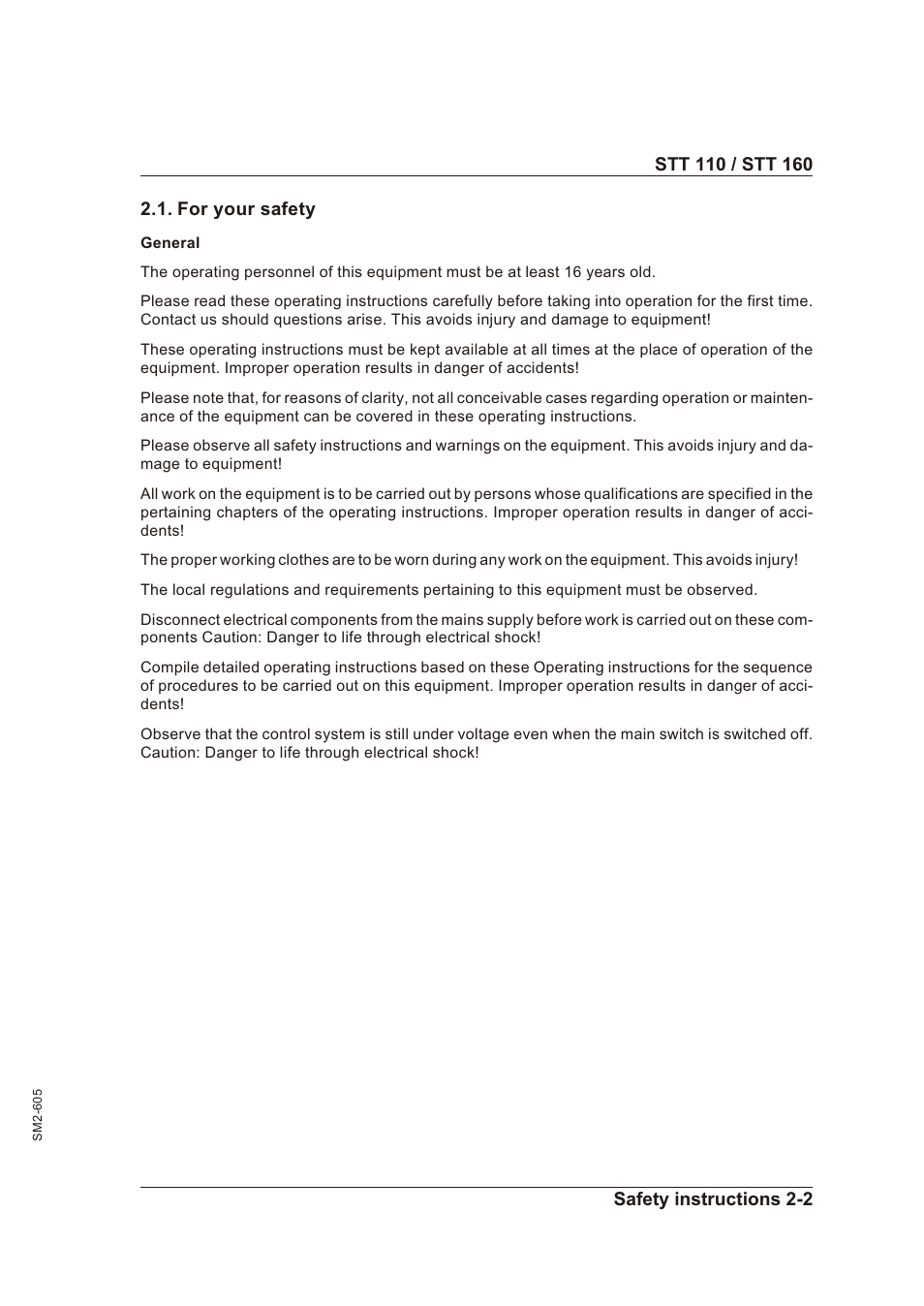 For your safety 2-2, For your safety -2, For your sa fe ty | Sterling STT 160 User Manual | Page 11 / 57