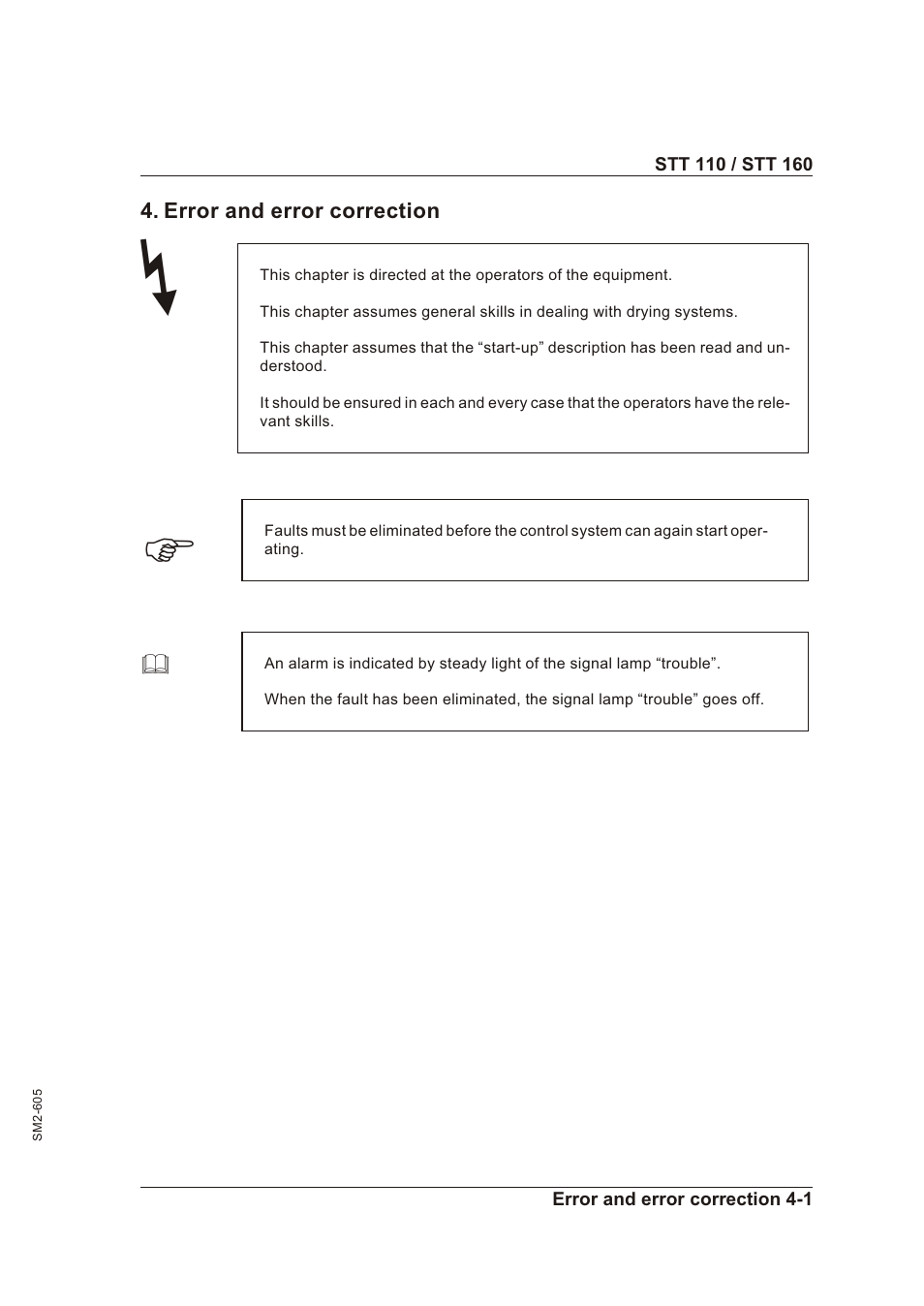 Error and error correction 4-1, Er ror and er ror cor rec tion -1 | Sterling STT 160 User Manual | Page 22 / 57