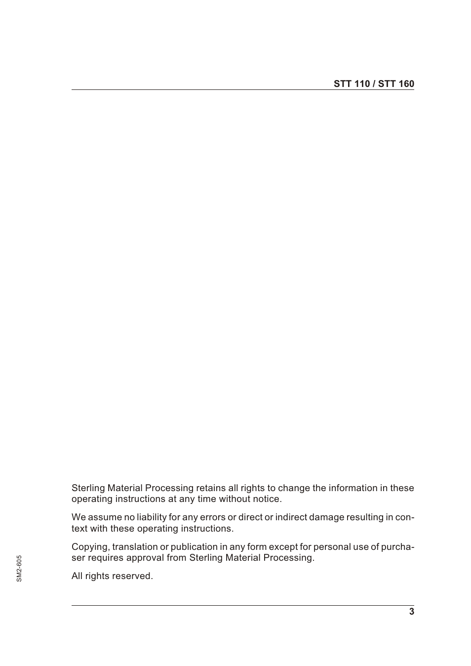 Sterling STT 160 User Manual | Page 3 / 57