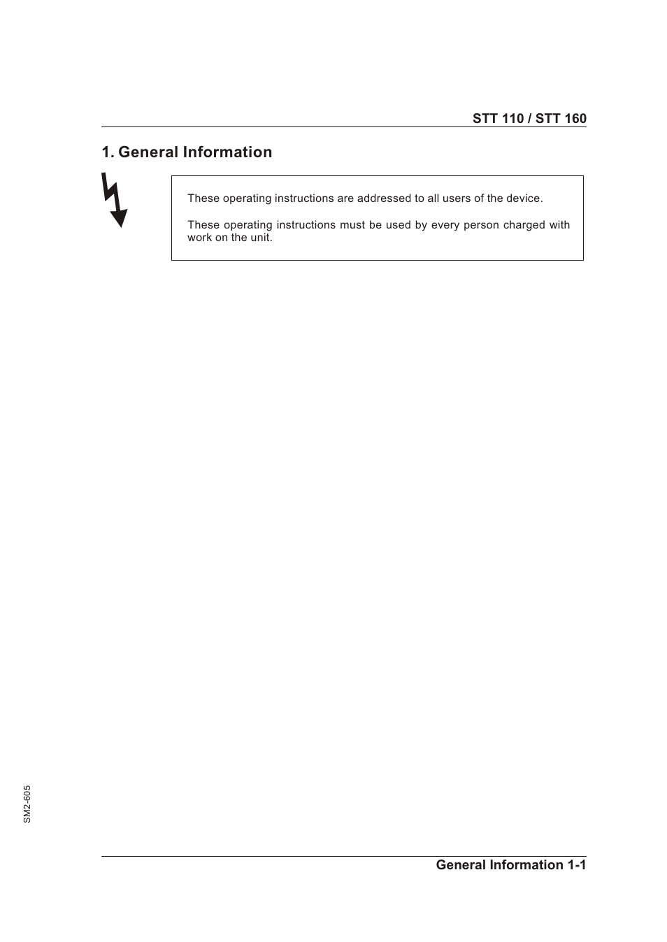 General information 1-1, Gen eral in for ma tion -1 | Sterling STT 160 User Manual | Page 6 / 57