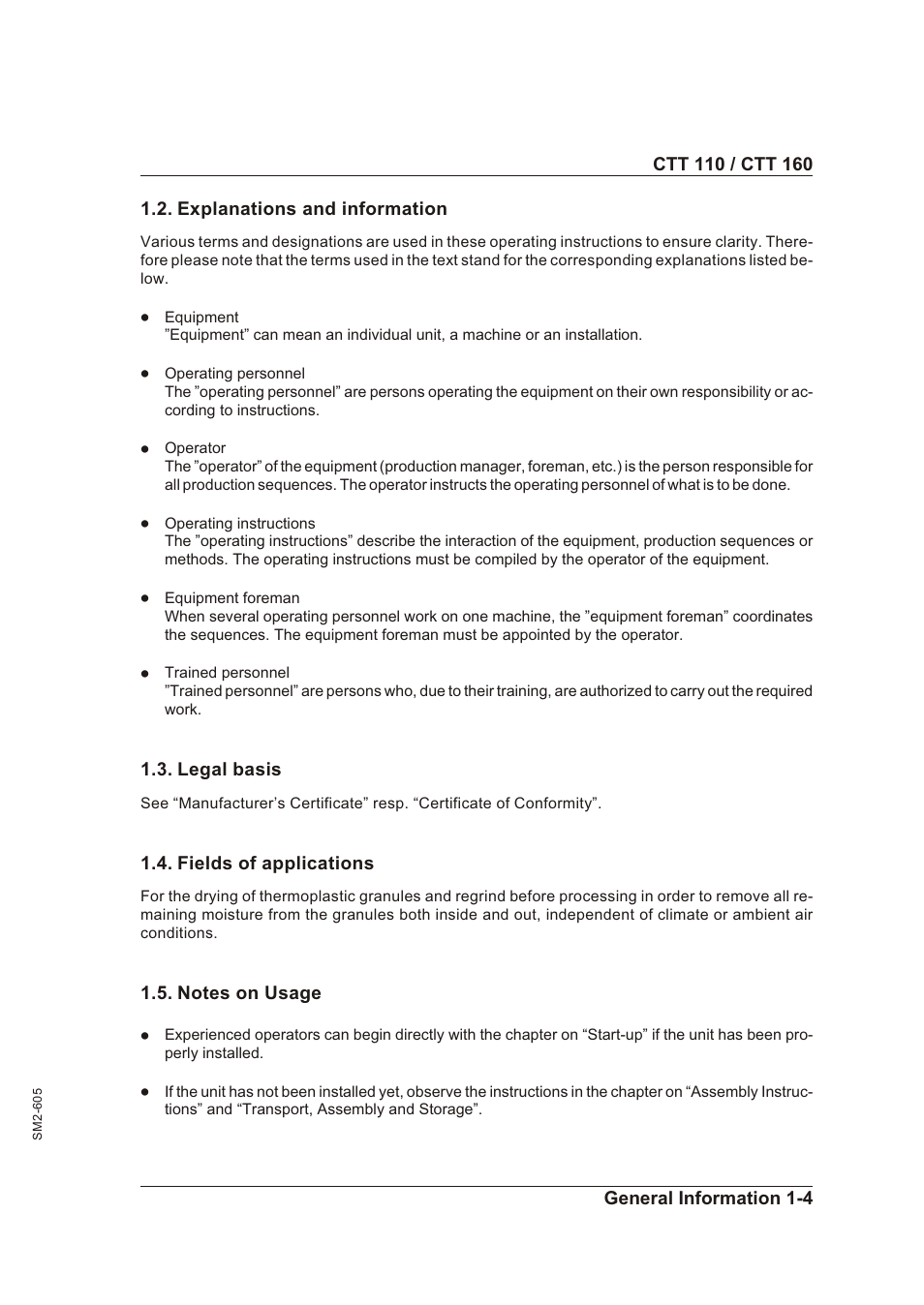 Explanations and information 1-4, Legal basis 1-4, Fields of applications 1-4 | Notes on usage 1-4, Ex pla na tions and in for ma tion -4, Le gal ba sis -4, Fields of ap pli ca tions -4, Notes on us age -4 | Sterling STT 160 User Manual | Page 9 / 57