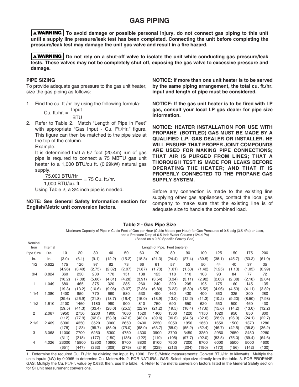Gas piping | Sterling RF-45 User Manual | Page 7 / 32