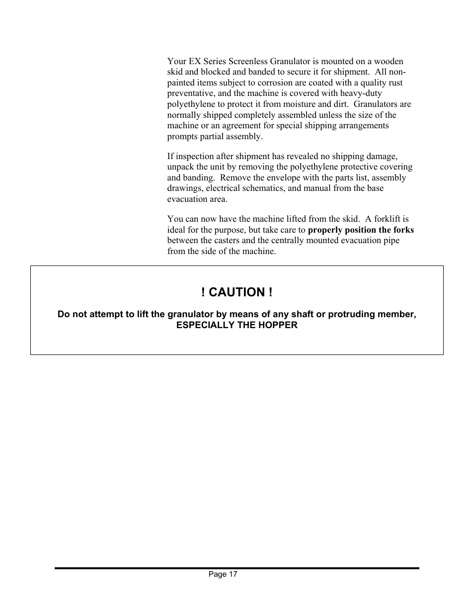 Caution | Sterling EX909 User Manual | Page 17 / 44