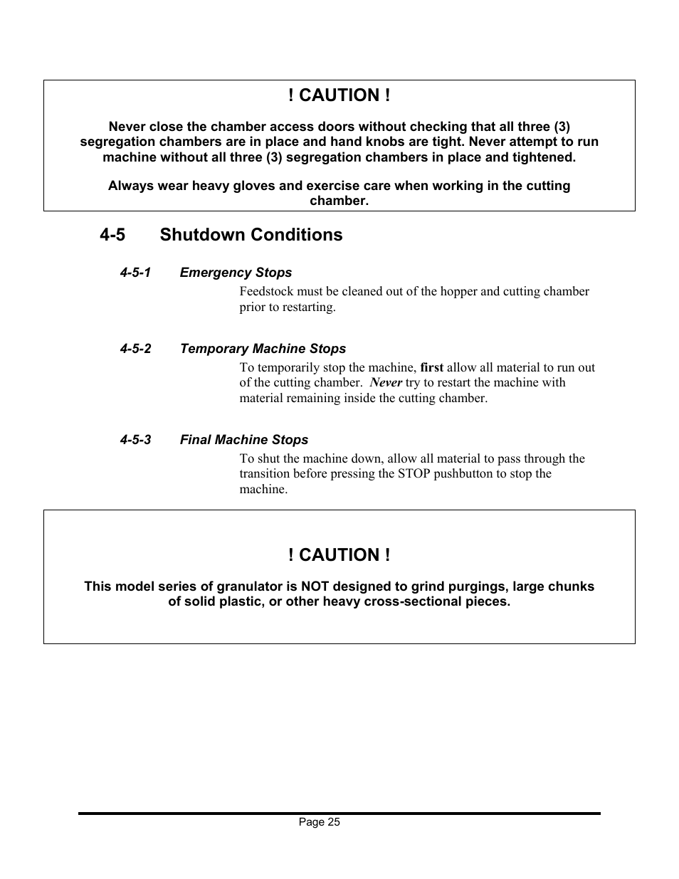 Caution, 5 shutdown conditions | Sterling EX909 User Manual | Page 25 / 44