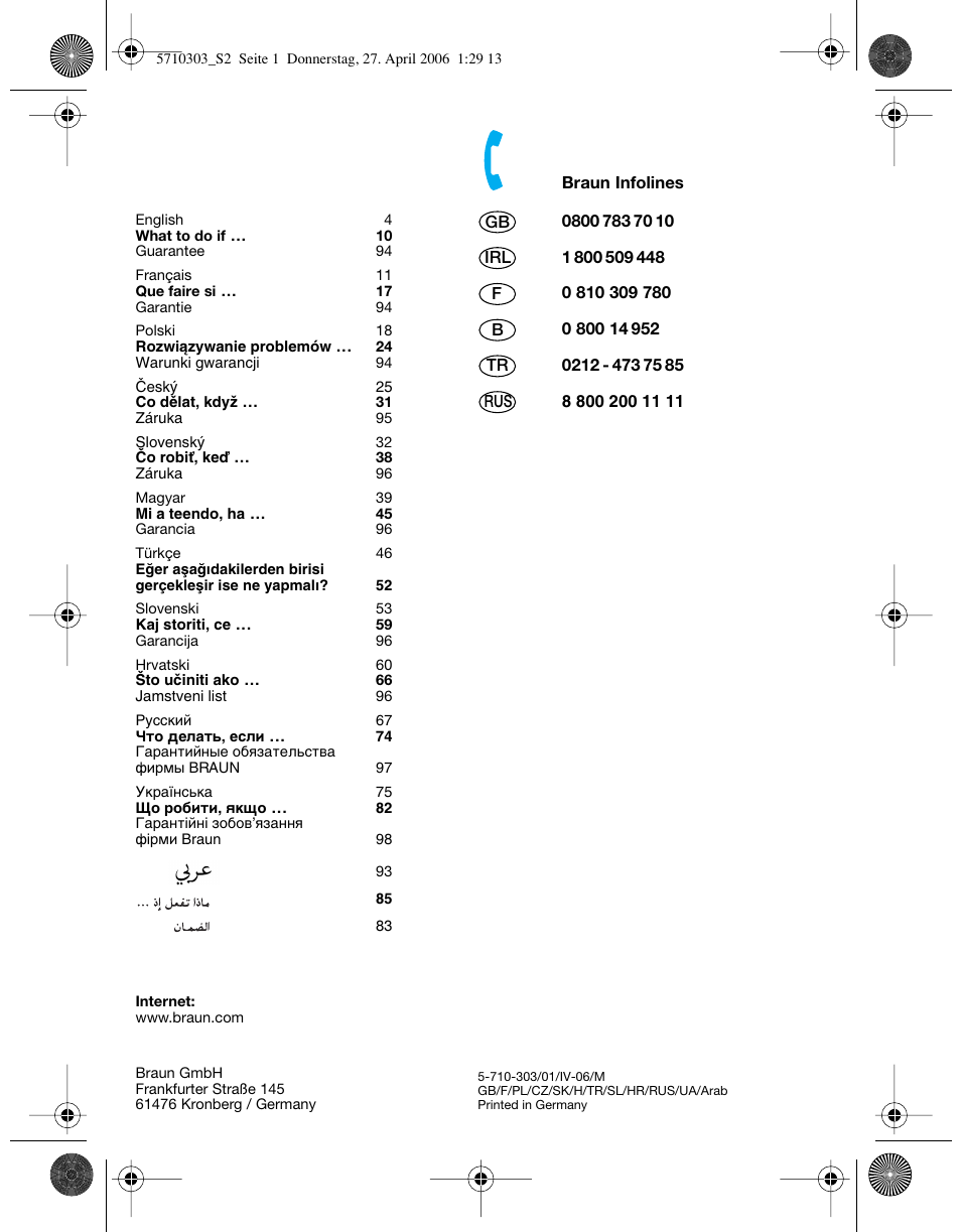 Braun 6640 User Manual | Page 2 / 99