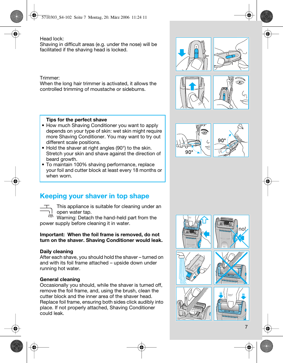 Keeping your shaver in top shape | Braun 6640 User Manual | Page 7 / 99