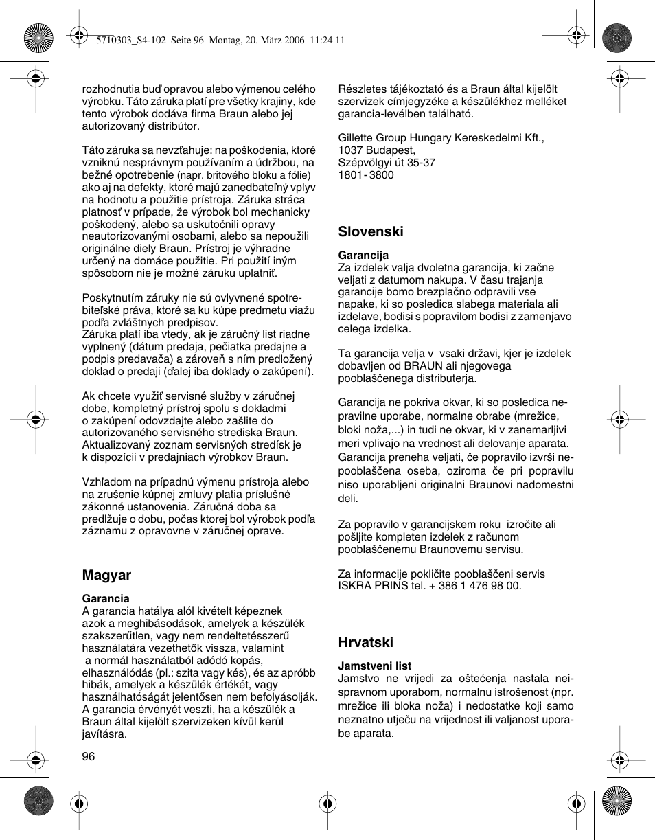 Braun 6640 User Manual | Page 96 / 99