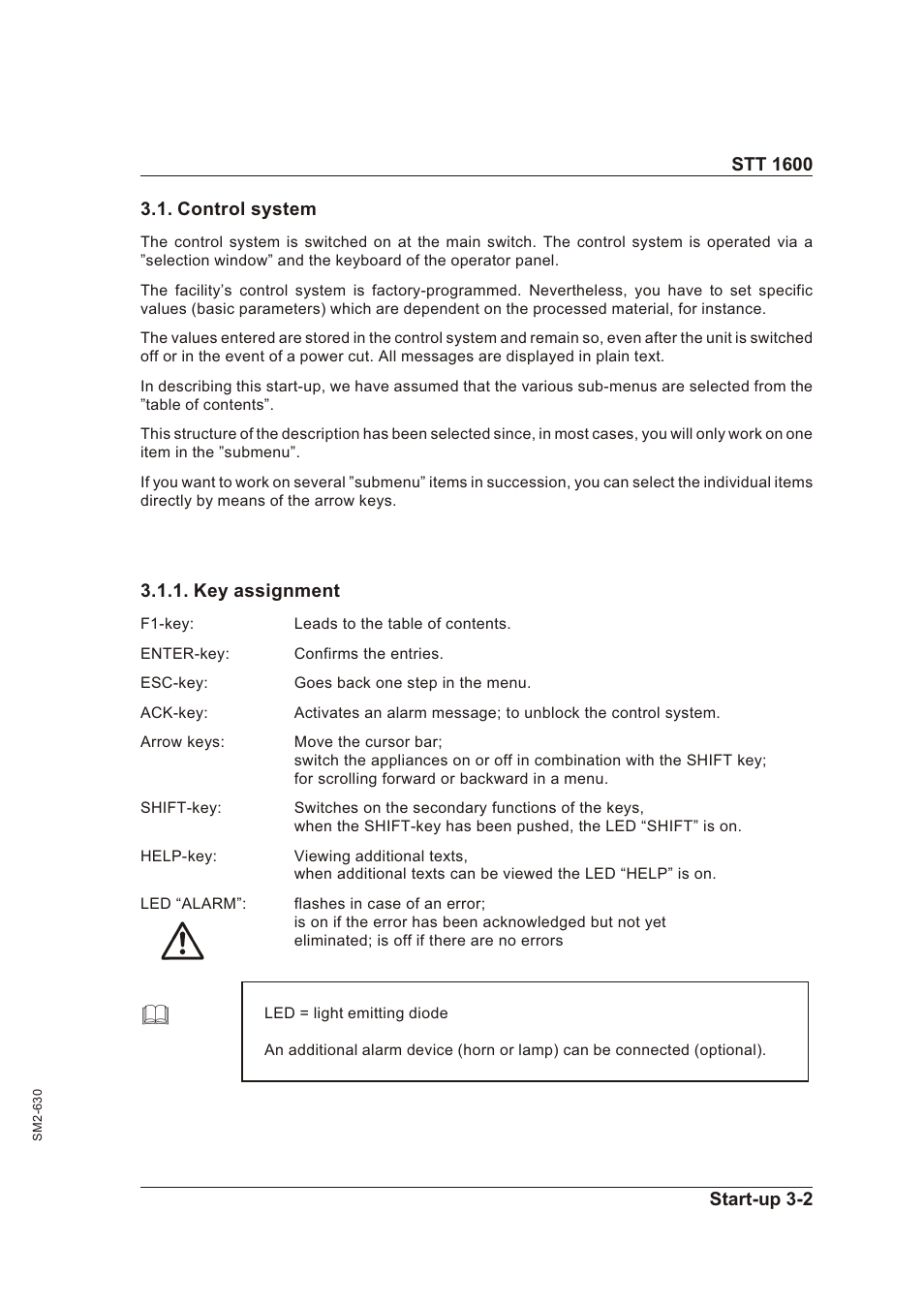 Control system 3-2, Key assignment 3-2, Con trol sys tem -2 | Key as sign ment -2 | Sterling STT 1600 User Manual | Page 17 / 88