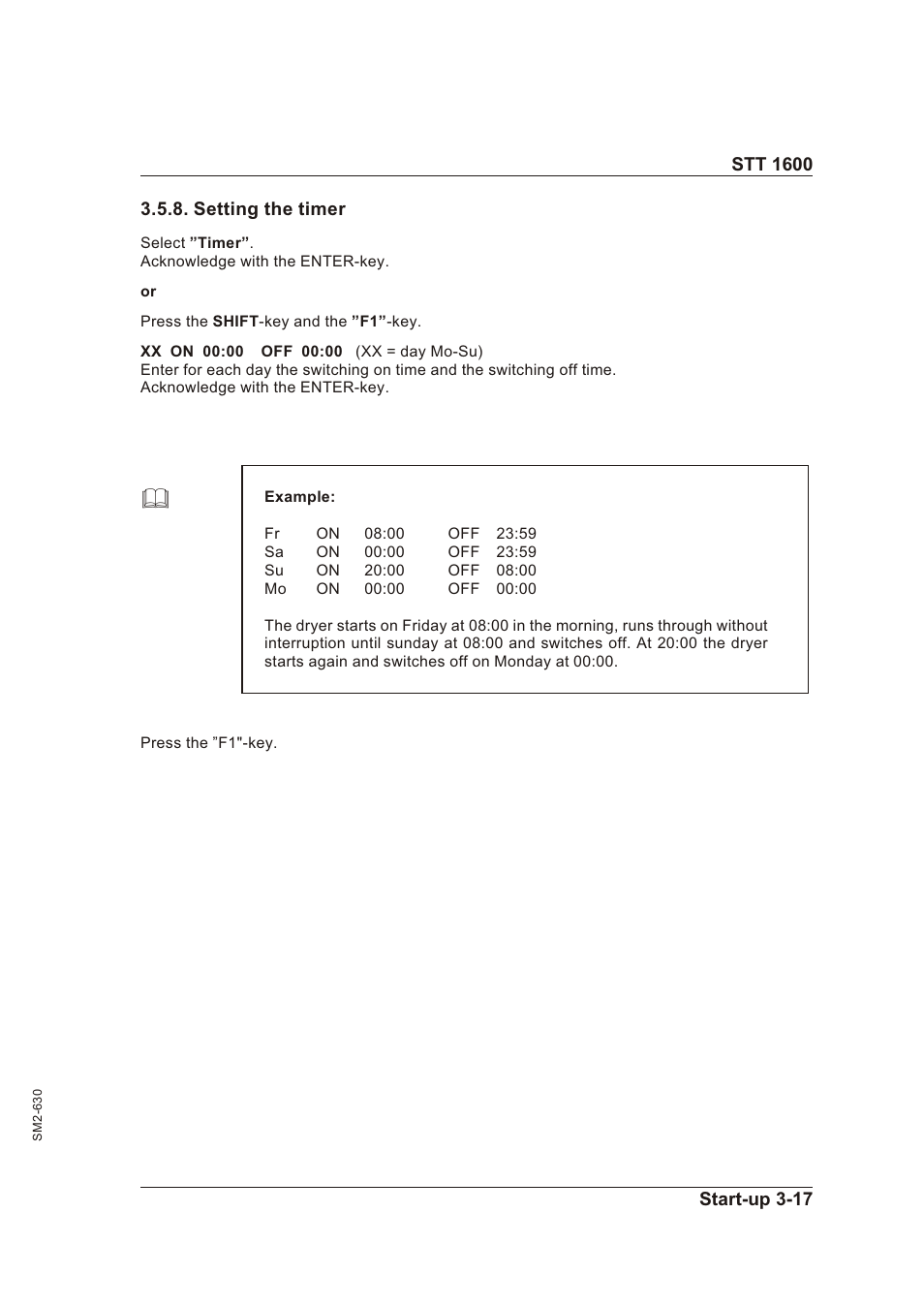 Setting the timer 3-17, Set ting the timer -17 | Sterling STT 1600 User Manual | Page 32 / 88