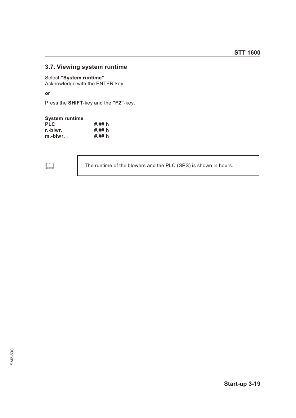 Viewing system runtime 3-19, Viewing sys tem runtime -19 | Sterling STT 1600 User Manual | Page 34 / 88