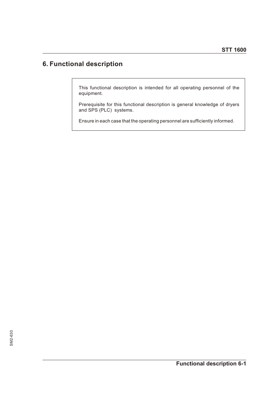 Functional description 6-1, Func tional de scrip tion -1, Functio nal des crip ti on | Sterling STT 1600 User Manual | Page 58 / 88