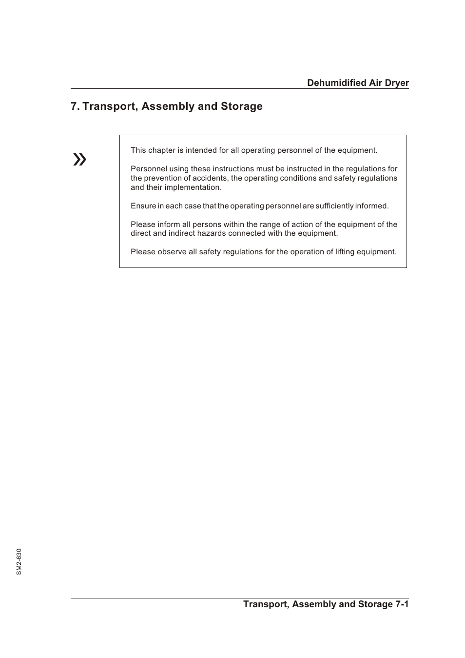 Transport, assembly and storage 7-1, Trans port, as sem bly and stor age -1 | Sterling STT 1600 User Manual | Page 63 / 88