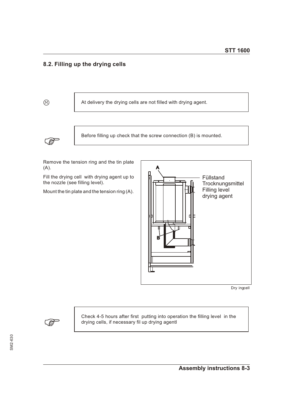 Filling up the drying cells 8-3, Fill ing up the dry ing cells -3 | Sterling STT 1600 User Manual | Page 69 / 88