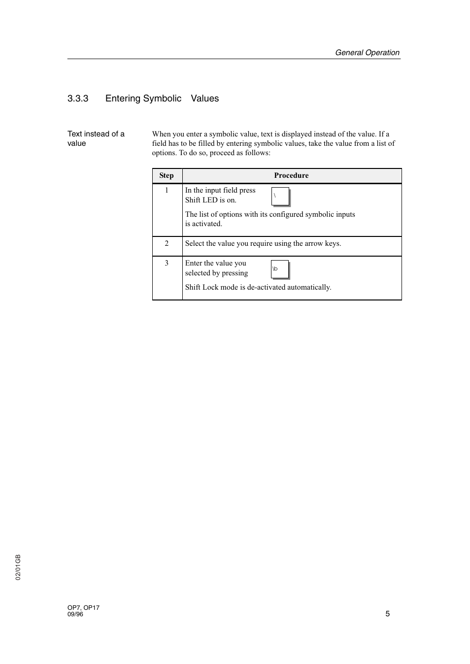 3 entering symbolic values | Sterling STT 1600 User Manual | Page 86 / 88