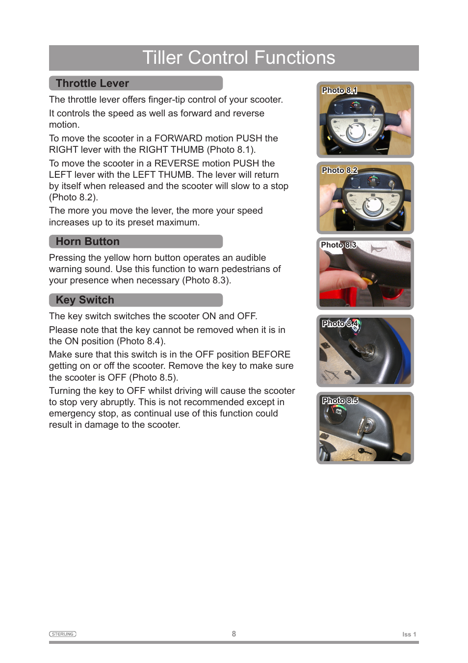Tiller control functions | Sterling 2 User Manual | Page 11 / 38
