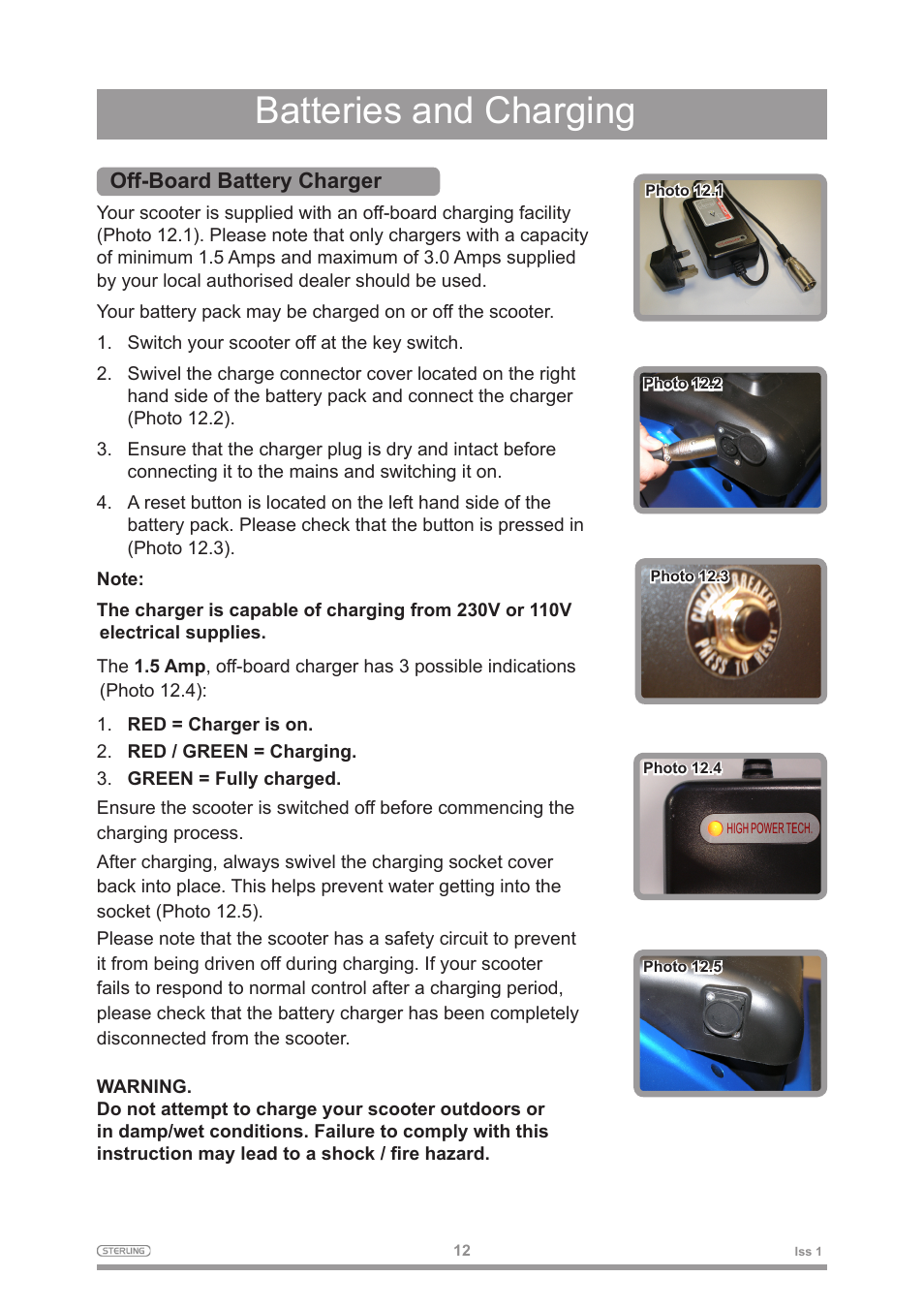 Batteries and charging | Sterling 2 User Manual | Page 15 / 38