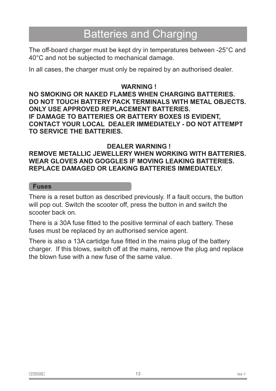 Batteries and charging | Sterling 2 User Manual | Page 16 / 38