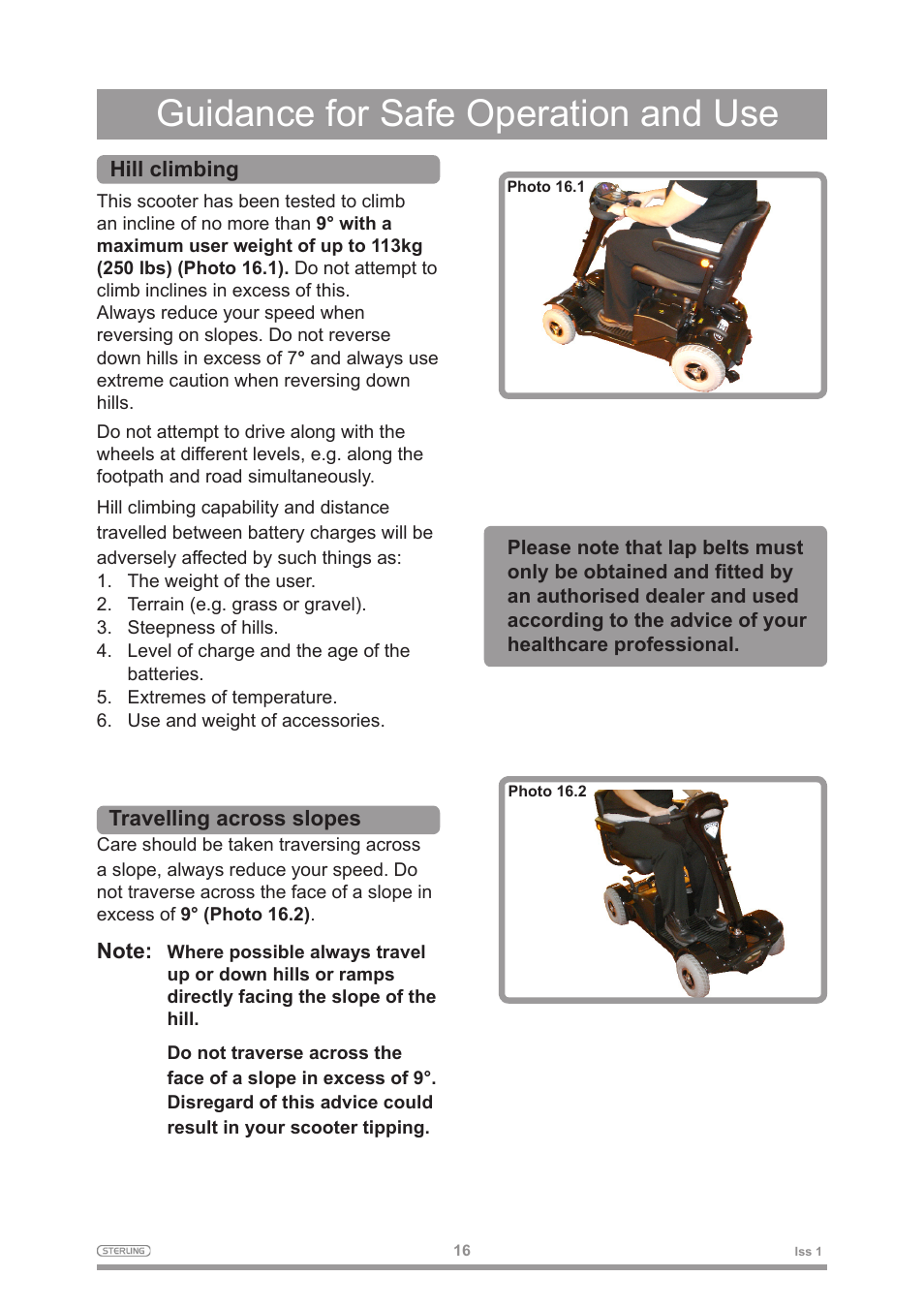Guidance for safe operation and use | Sterling 2 User Manual | Page 19 / 38