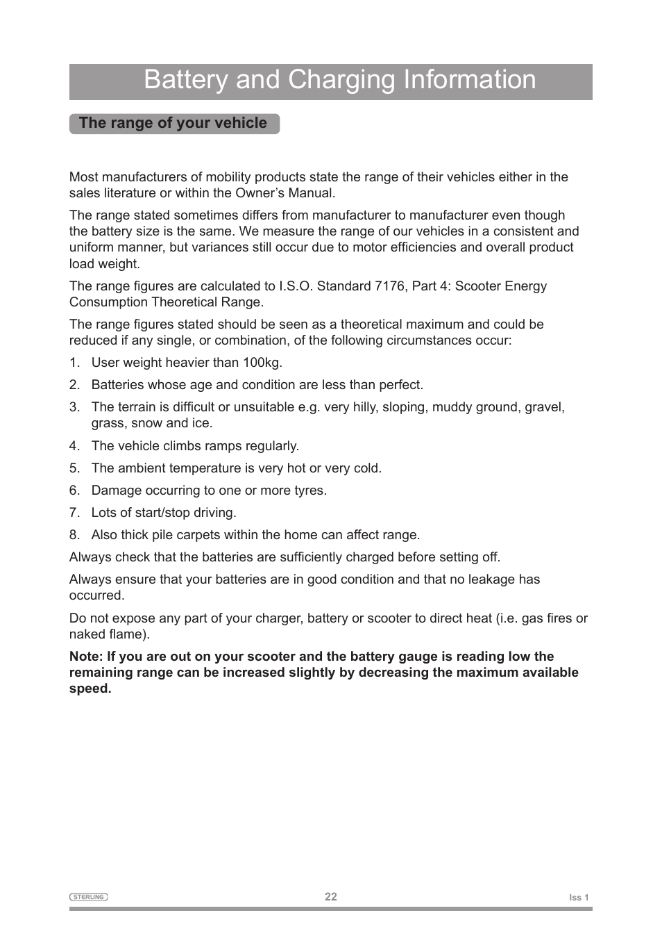 Battery and charging information | Sterling 2 User Manual | Page 25 / 38
