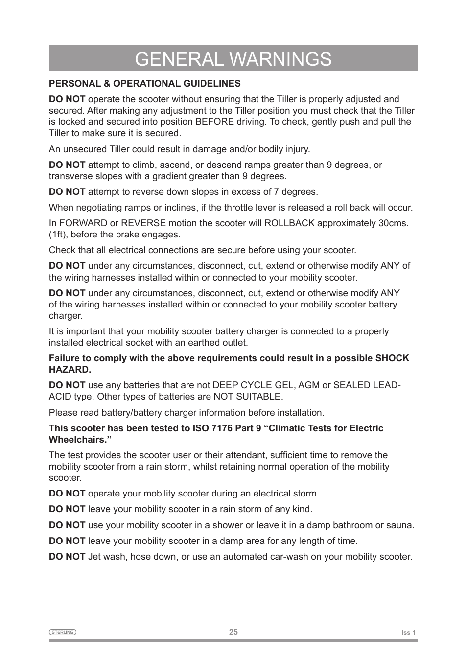 General warnings | Sterling 2 User Manual | Page 28 / 38