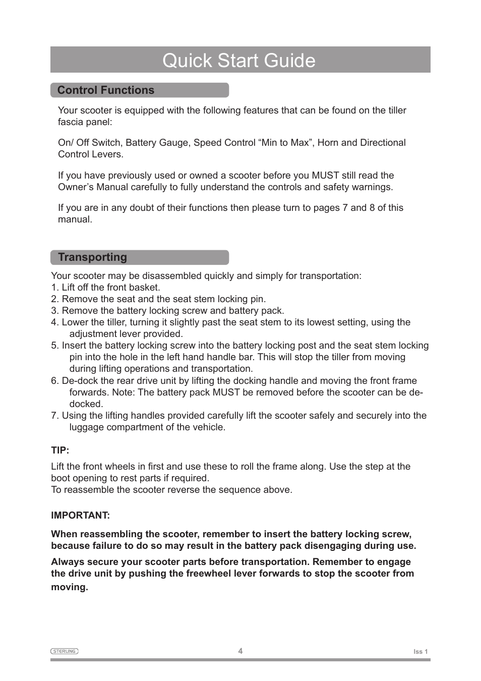 Quick start guide | Sterling 2 User Manual | Page 7 / 38