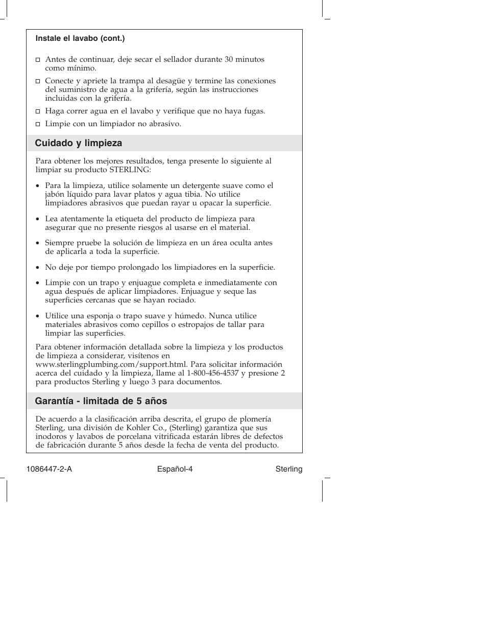 Sterling 1086447-2-A User Manual | Page 14 / 16