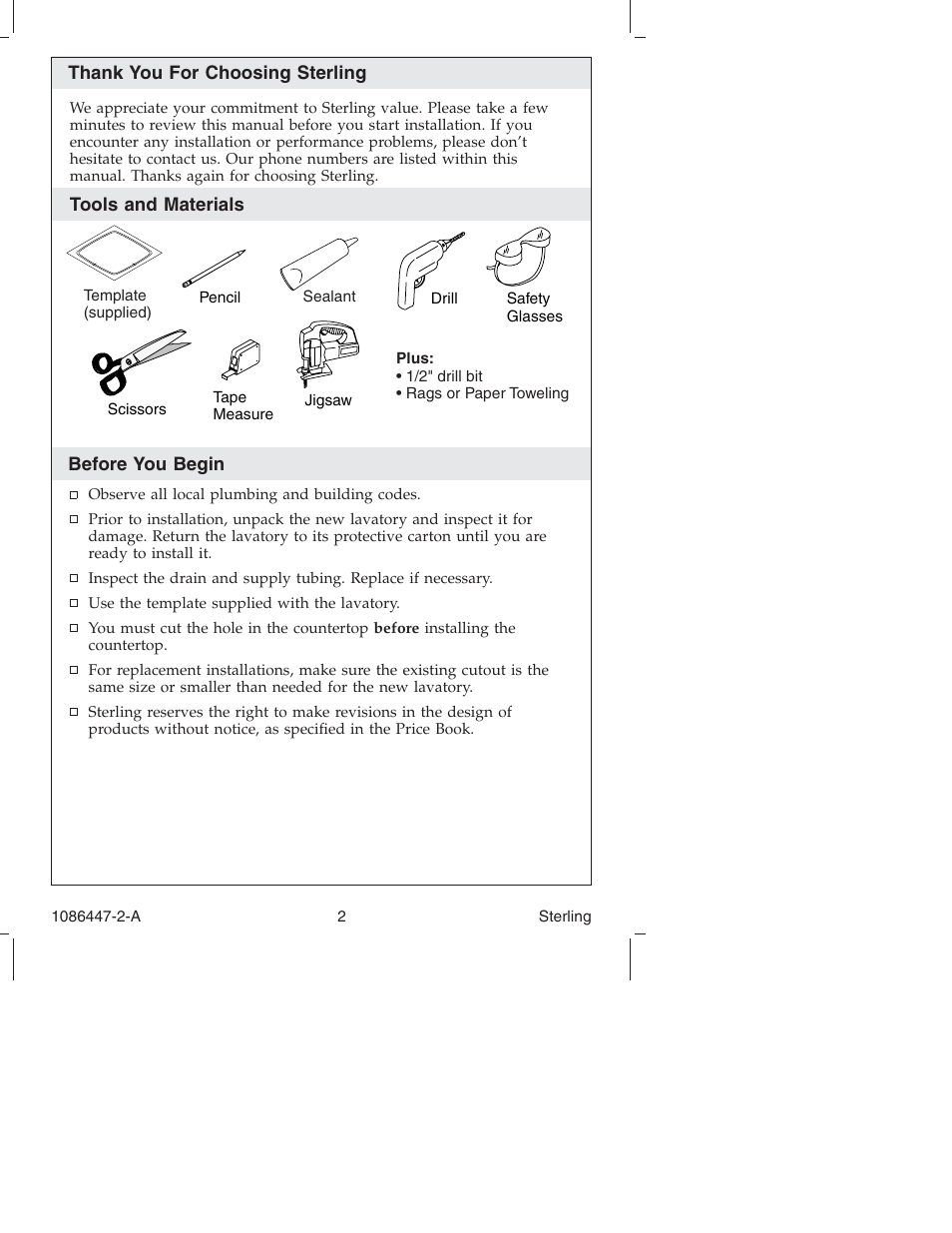 Sterling 1086447-2-A User Manual | Page 2 / 16